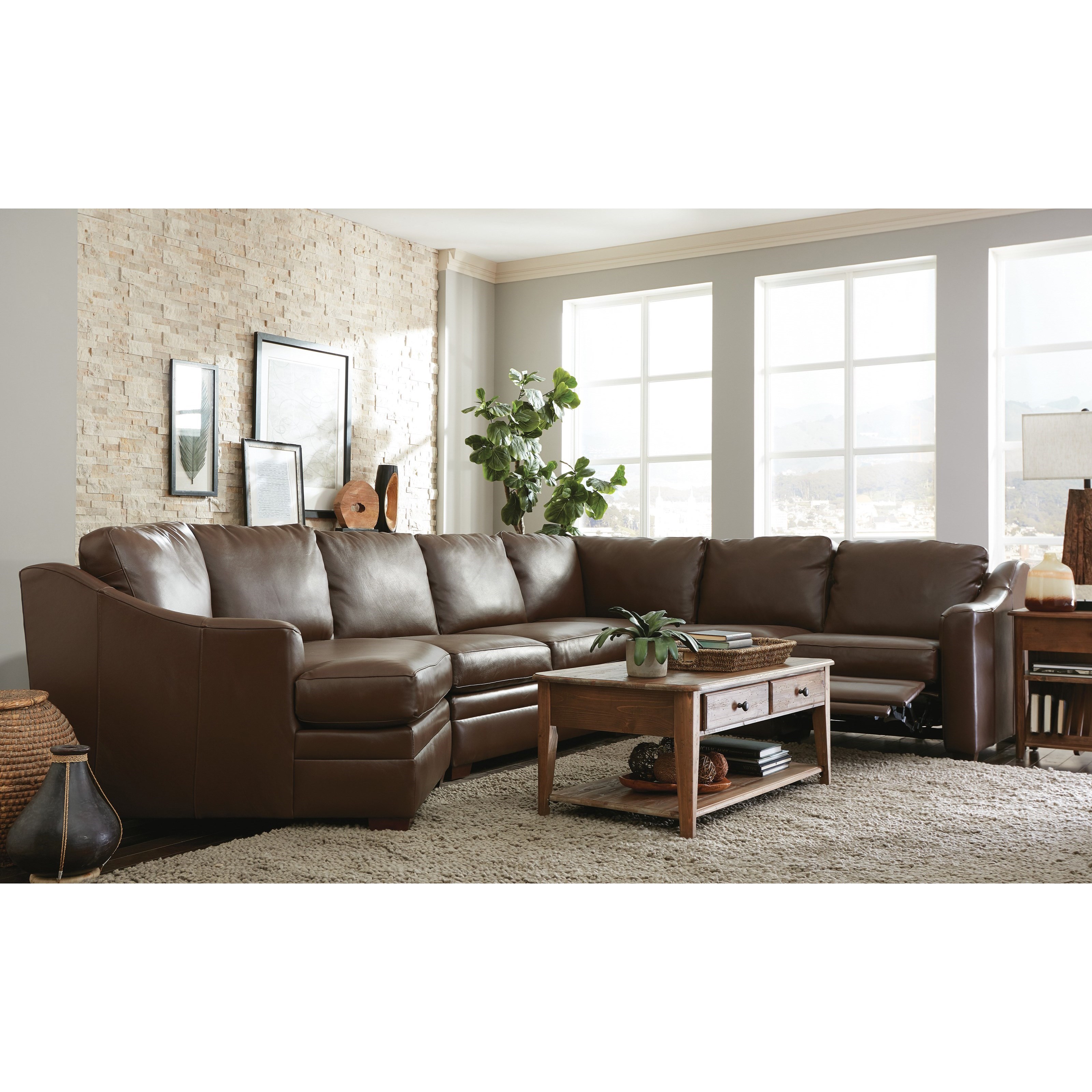 Craftmaster L9 Custom Design Options Customizable 3 Piece Leather Sectional Sofa with 1 Power